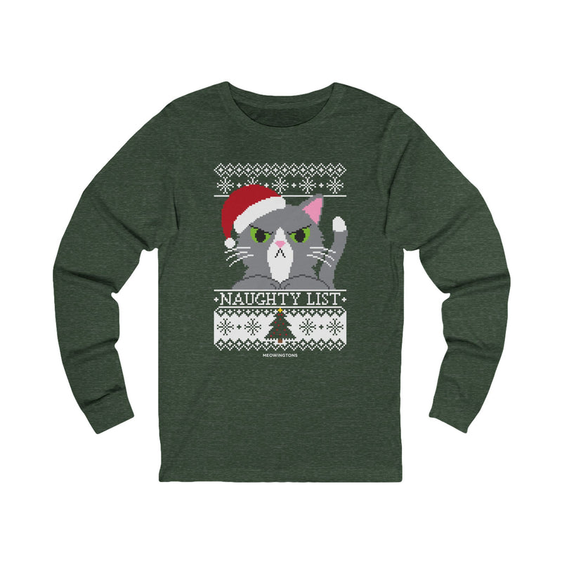 Naughty List Jersey Long Sleeve Cat Tee