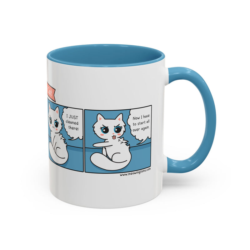 Cat Grooming Comic Coffee Mug