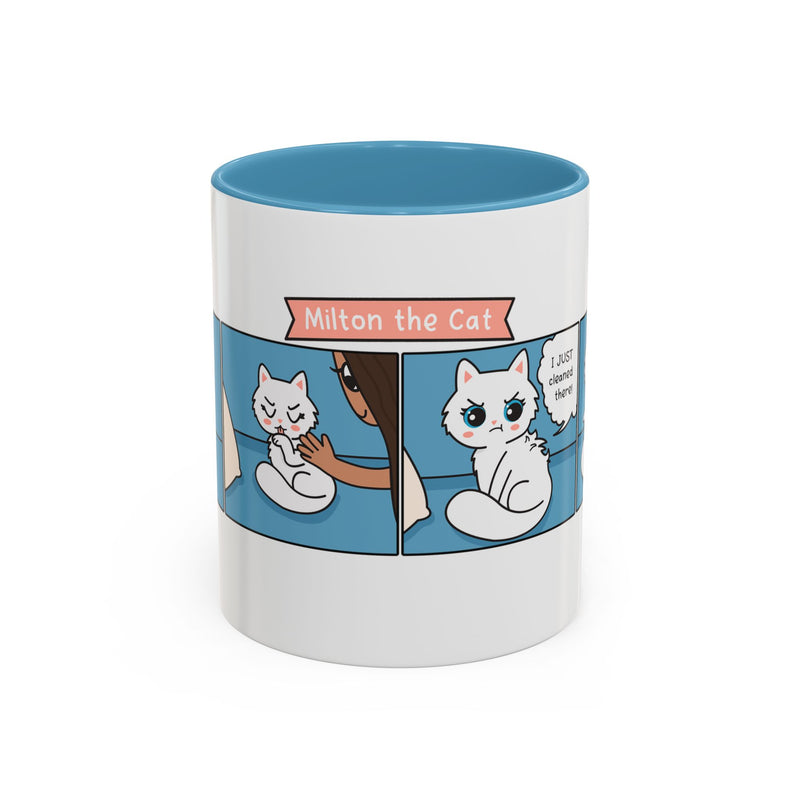 Cat Grooming Comic Coffee Mug