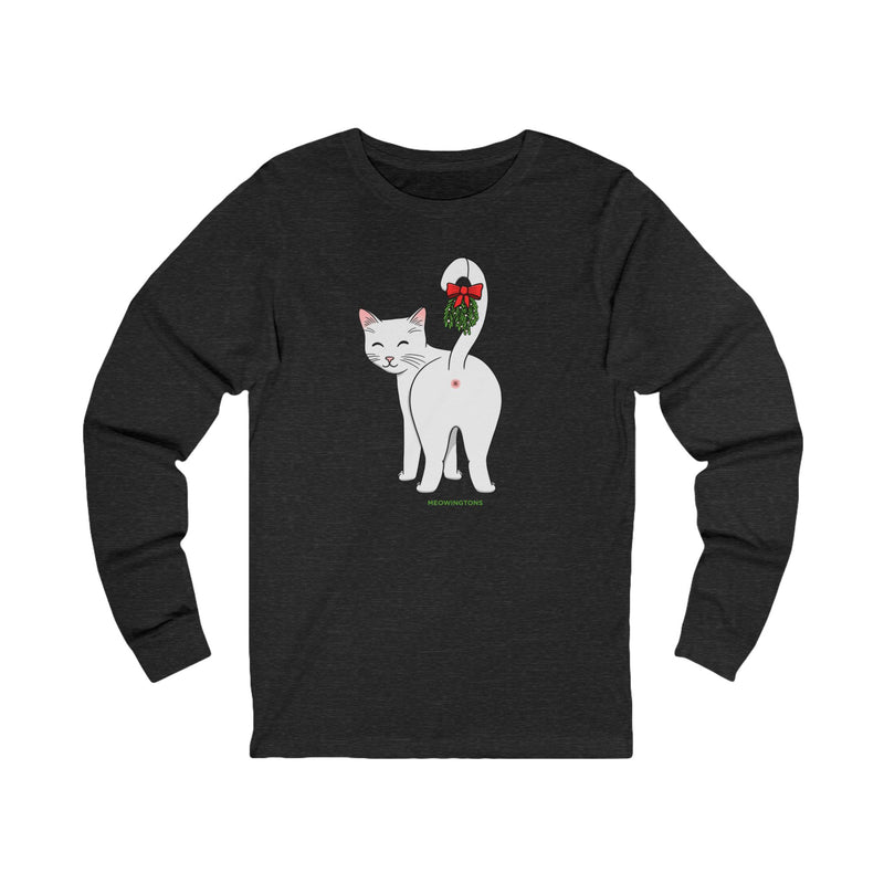 Kiss My Mistletoe Jersey Long Sleeve Cat Tee