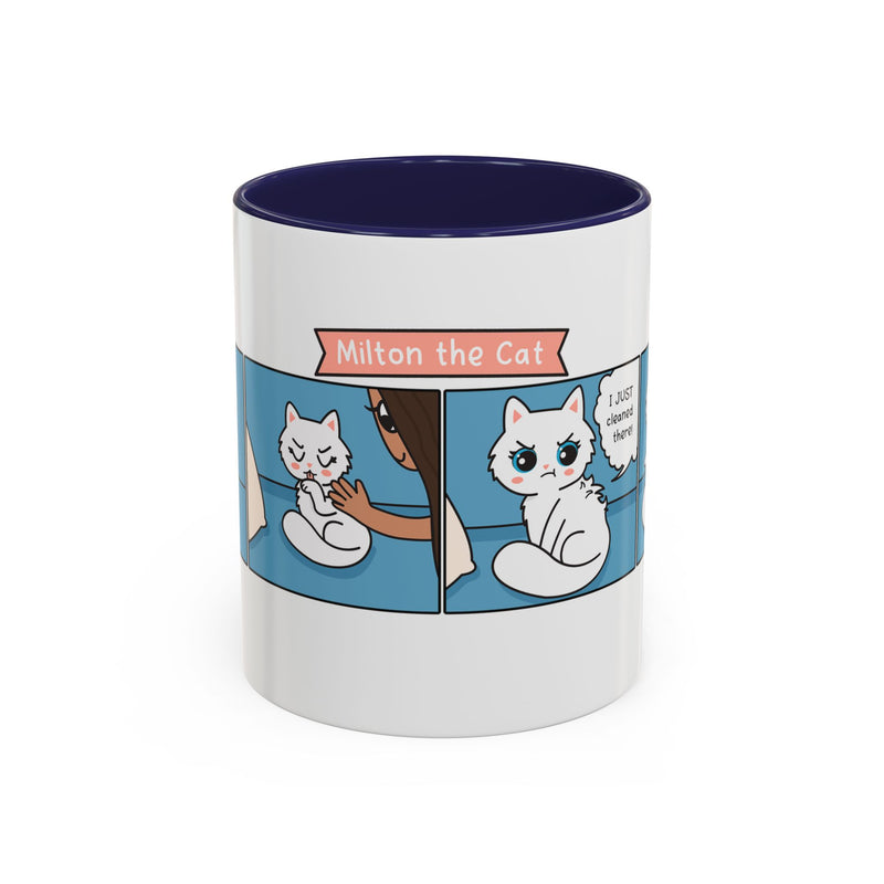 Cat Grooming Comic Coffee Mug