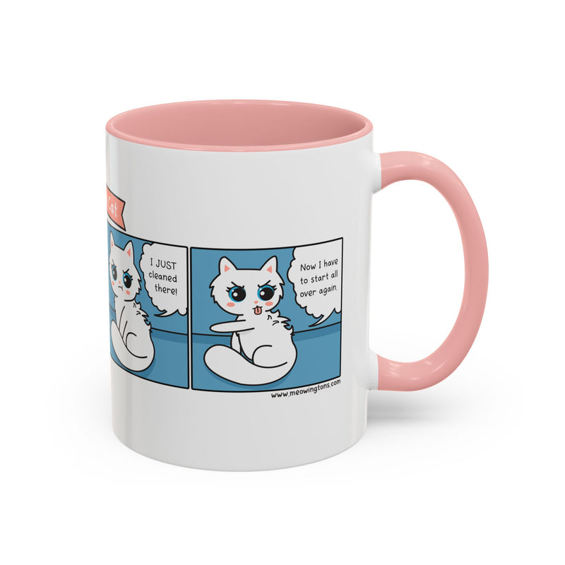 Cat Grooming Comic Coffee Mug