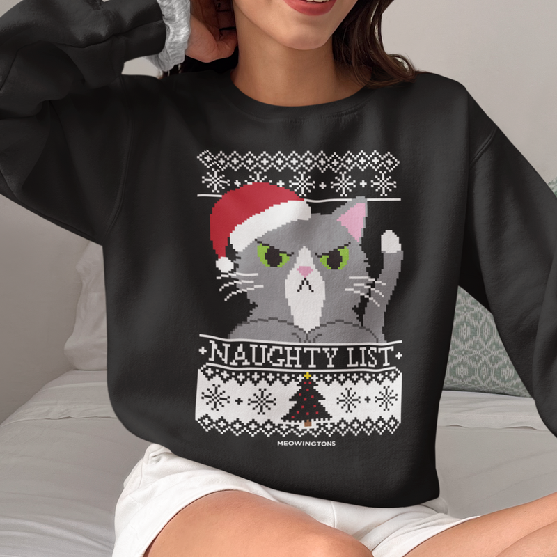 Naughty List Cat Crewneck Sweatshirt