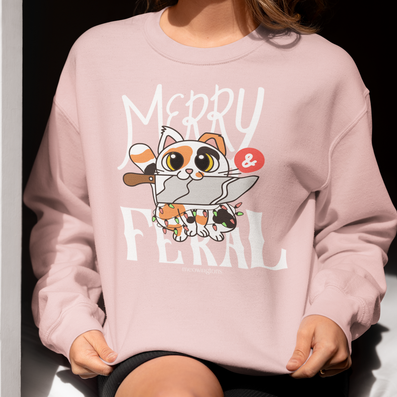 Merry & Feral Christmas Cat Sweatshirt