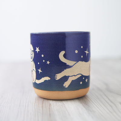 Space Cats Mug, Farmhouse Style Handmade Pottery